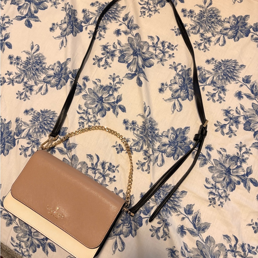 kate spade Two-Tone Leather Crossbody Bag in Taupe & Cream